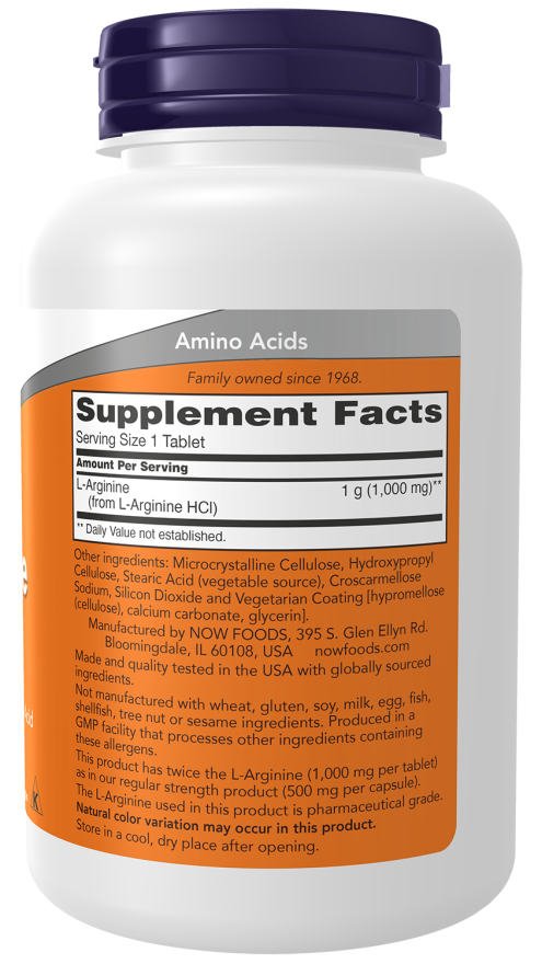 NOW FOODS L-ARGININE, DOUBLE STRENGTH 1000 MG 120 TABLETS