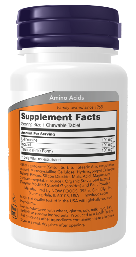 NOW FOODS L-THEANINE 100 MG 90 CHEWABLES