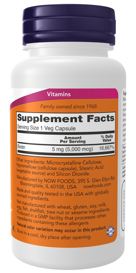 NOW FOODS BIOTIN 5,000 MCG 60 VEG CAPSULES
