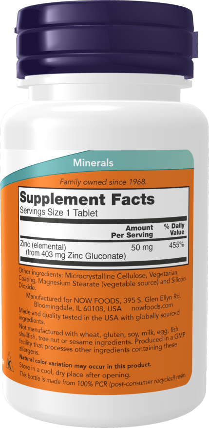 NOW FOODS ZINC GLUCONATE 50 MG