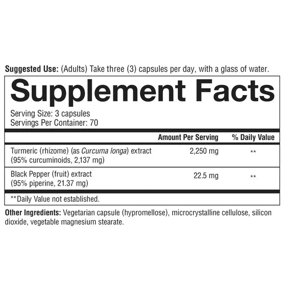 youtheory Turmeric Healthy Inflammation Support 2250 mg, 210 Vegetarian Capsules