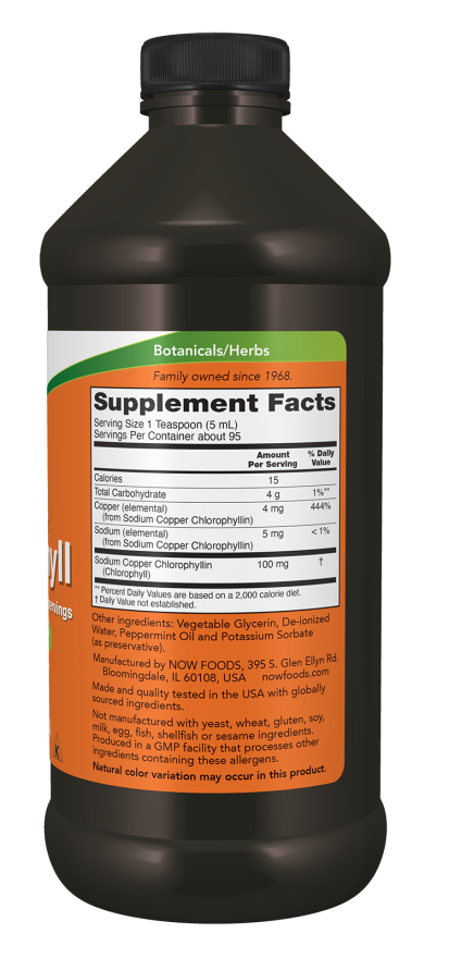 NOW FOODS CHLOROPHYLL LIQUID MINT 16 FL.OZ.