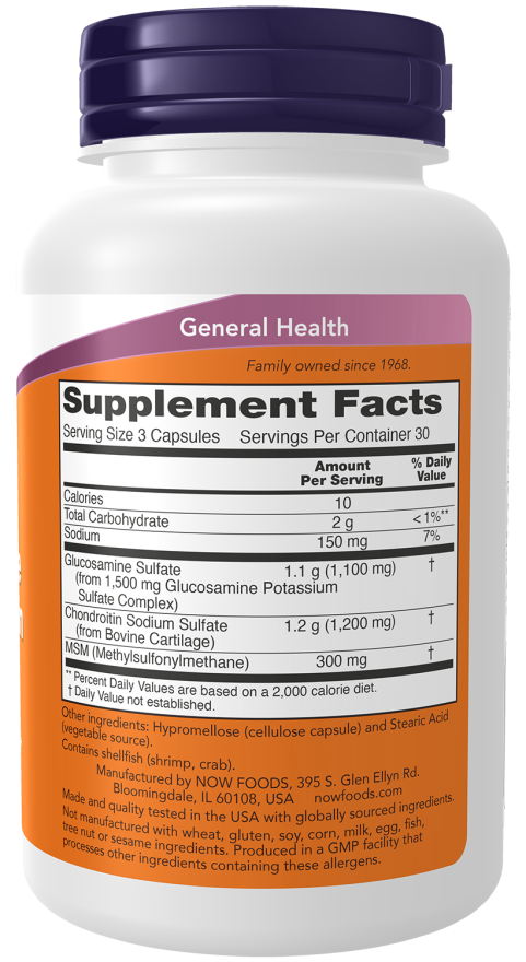 NOW FOODS GLUCOSAMINE & CHONDROITIN WITH MSM 90 VCAPS