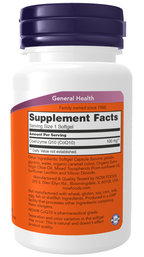 NOW FOODS COQ10 100 MG 50 SOFTGELS 50sv
