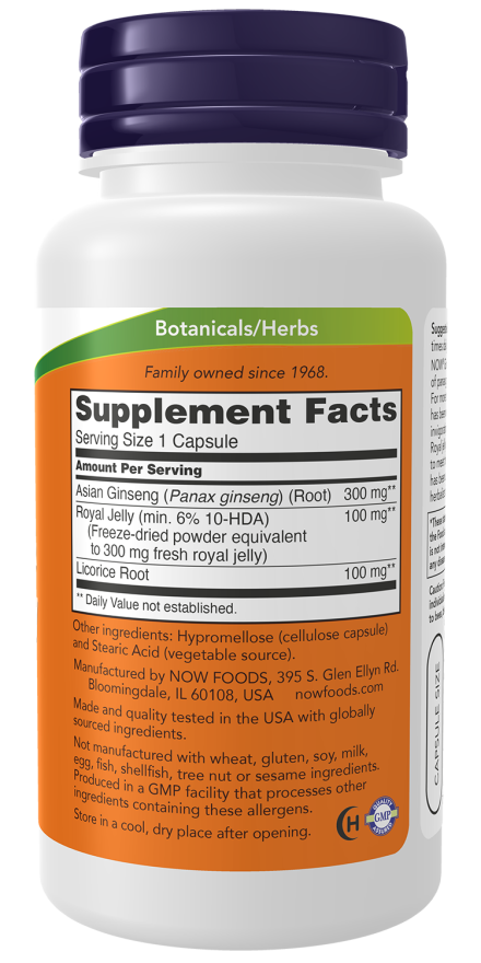 NOW FOODS GINSENG & ROYAL JELLY 90 CAPSULES 90sv
