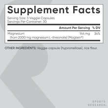 Sports Research Magtein Magnesium L-Threonate, 2000 mg, 135 Veggie Capsules