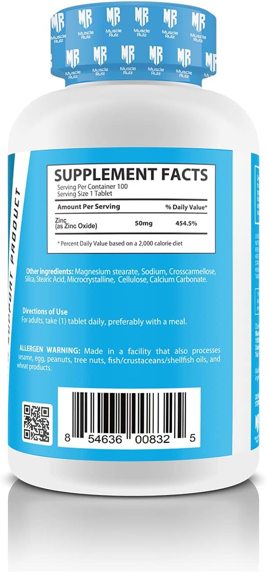 Muscle Rulz Zinc 50mg 100 Tablets