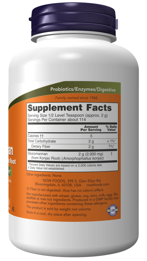 NOW FOODS GLUCOMANNAN PURE POWDER 227G/8 OZ 114 Servings