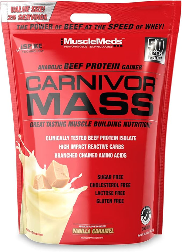 Musclemeds Carnivor Mass 10 lbs Bag Beef Protein Mass Gainer