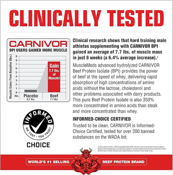 Musclemeds Carnivor Beef Protein Isolate 100 Servings Bag 100% Beef Protein