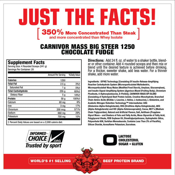 Musclemeds Carnivor Mass Big Steer 1250 Bag Beef Protein