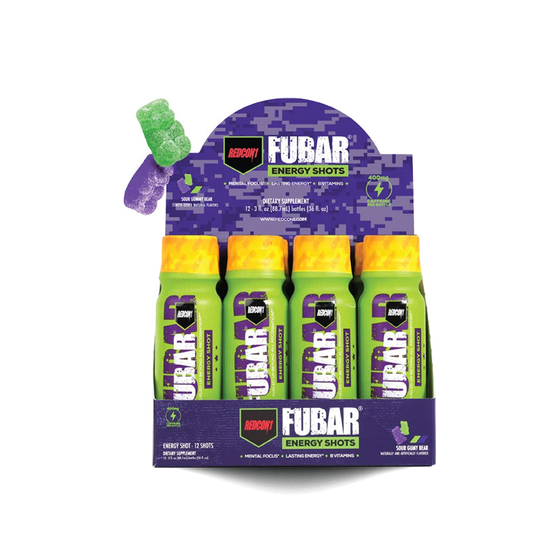 Redcon1 Fubar Energy Shots Pack of 12 Shots Sour Gummy