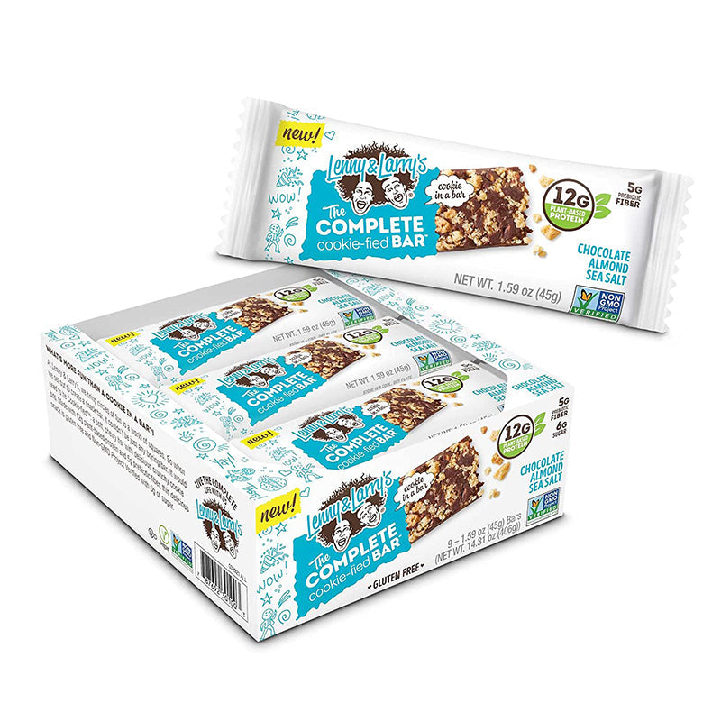 Lenny & Larry's The Complete Cookies Fied Bar - Box of 9 Chocolate Almond Sea Salt