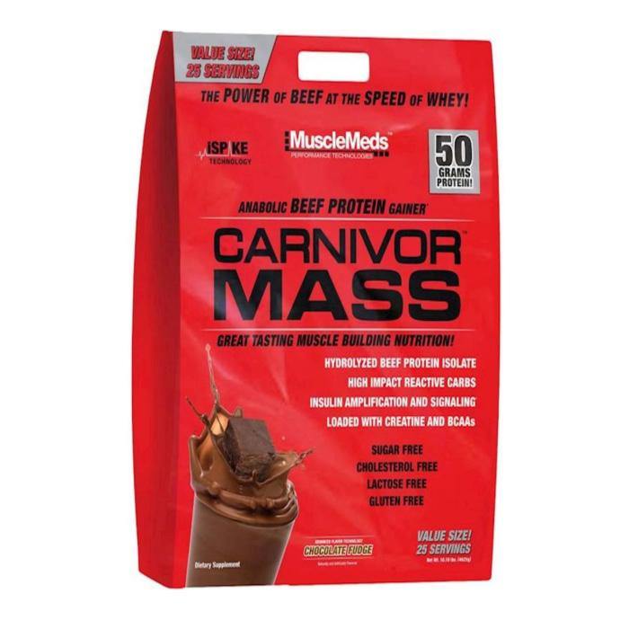 MuscleMeds Carnivor Mass 10lbs Bag 100% Pure Beef Protein Chocolate Fudge