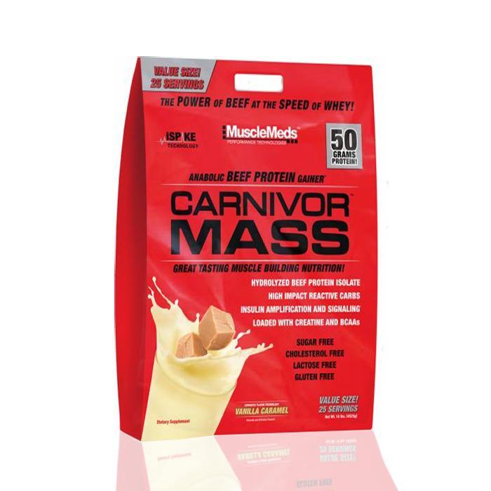 MuscleMeds Carnivor Mass 10lbs Bag 100% Pure Beef Protein Vanilla Caramel