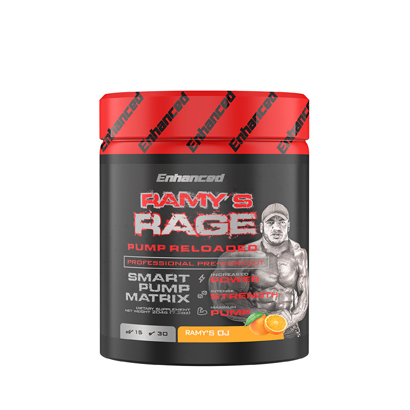 Enhanced Ramy's Rage Pump Reloaded Stim-free Pre-workout 30 Servings Orange Juice
