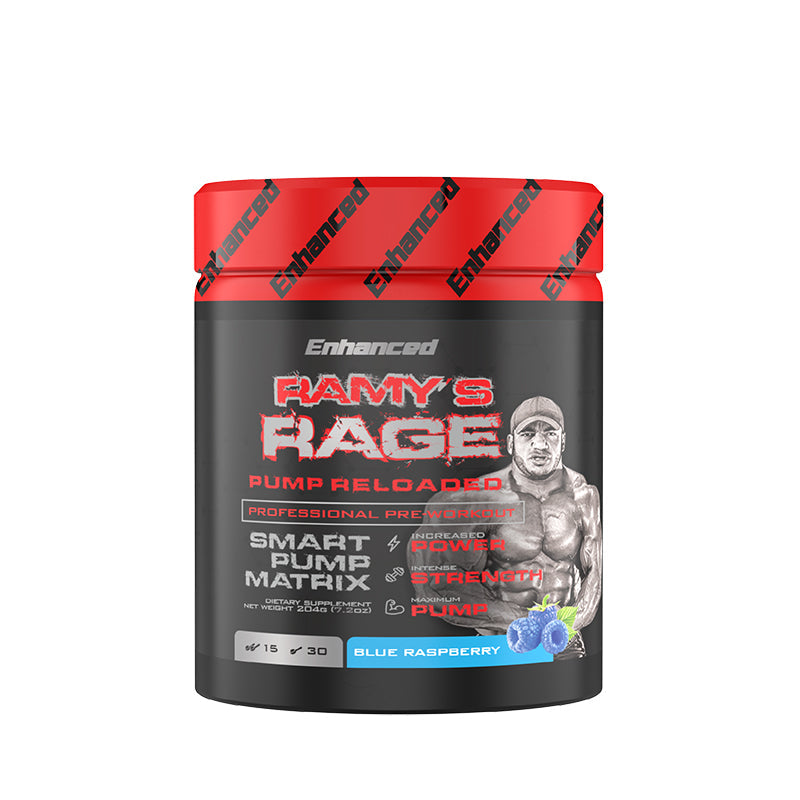 Enhanced Ramy's Rage Pump Reloaded Stim-free Pre-workout 30 Servings Blue Raspberry