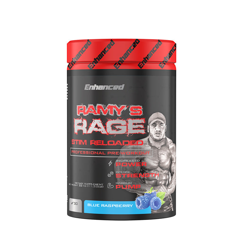 Enhanced Ramy's Rage Stim Reloaded Pre-workout 30 Servings Blue Raspberry