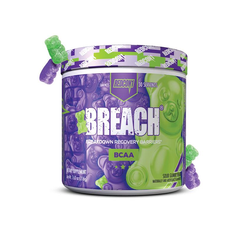 Redcon1 Breach Breakdown Recovery BCAA 30 Servings Sour Gummy Bear