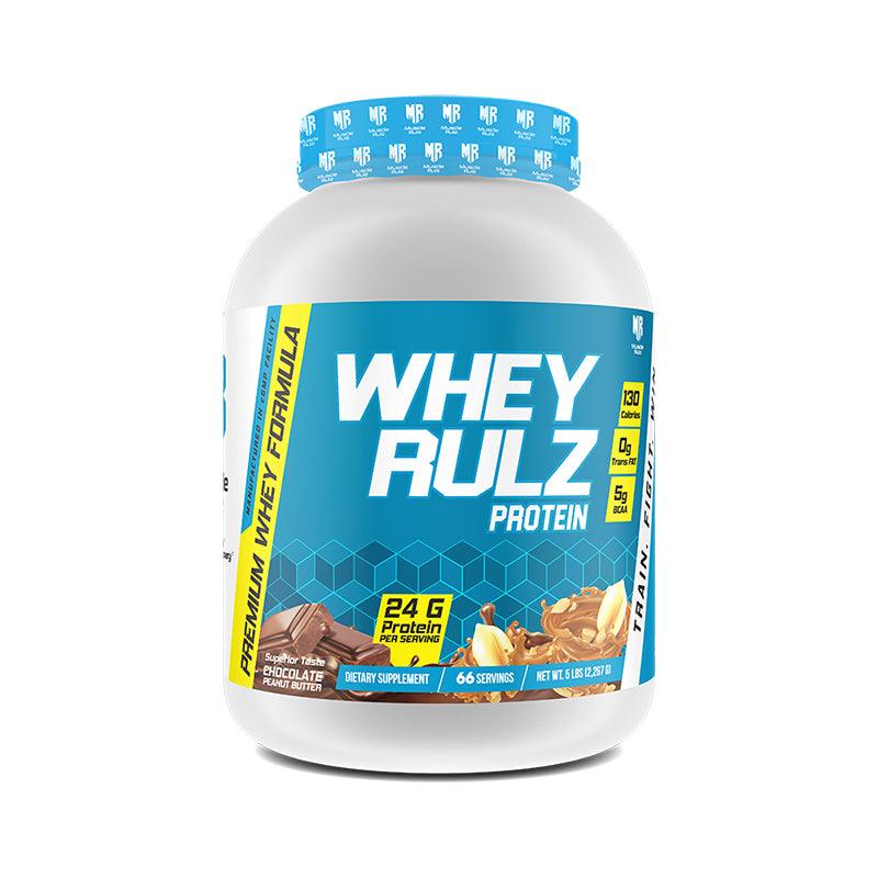 Muscle Rulz Whey Rulz Protein 5lbs 24 gram Protein Chocolate Peanut Butter